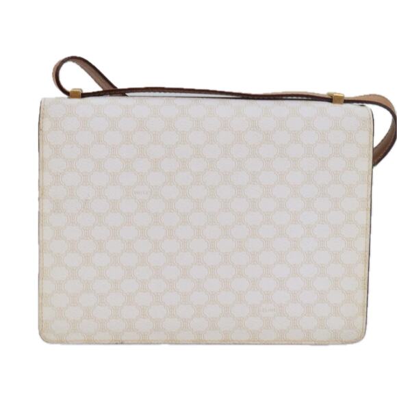 CELINE Macadam Canvas Shoulder Bag Pvc White - Picture 3 of 12